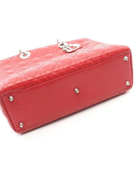 Dior Handbag Lady Large Cannage Red Leather 2-Way - Picture 8 of 9